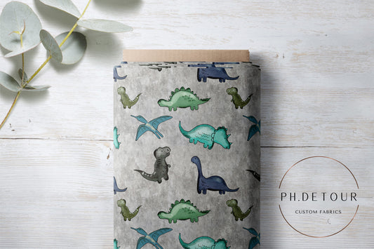 Organic Cotton Lycra - Dinos on Stone