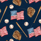 Organic Cotton Lycra - Patriotic Baseball on Navy