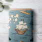 Organic Cotton Lycra - Pirate Ships on Blue