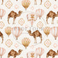 Organic Cotton Lycra - Camels and Hot Air Balloons on Cream