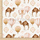 Organic Cotton Lycra - Camels and Hot Air Balloons on Cream